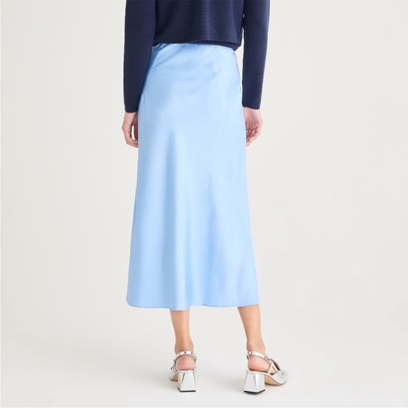 J Crew Gwyneth Slip Skirt Light Baby Blue Satin Midi Pull-On Size Large L NWT - Picture 8 of 13